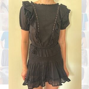 Isabel Marant Black Ruffle Mini Dress